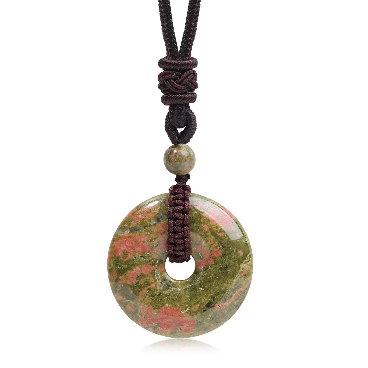 Crystal Donut Pendant — Natural Stone on Cord, Choose Your Crystal