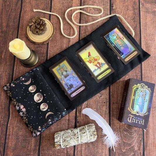 Lunar Phase Tarot Wrap — Deck Holder & Reading Cloth