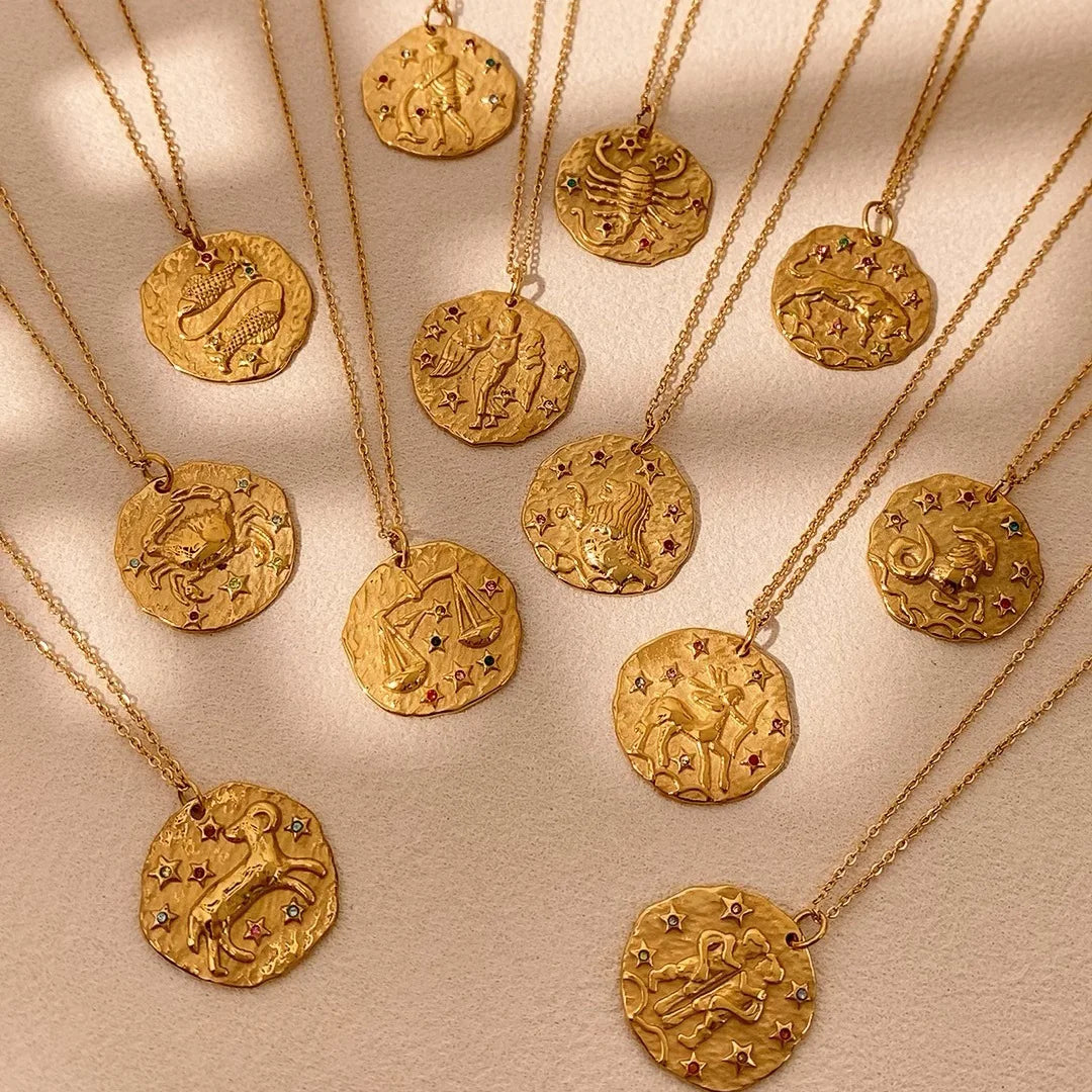 Zodiac Coin Necklace — Your Sign as a Talisman