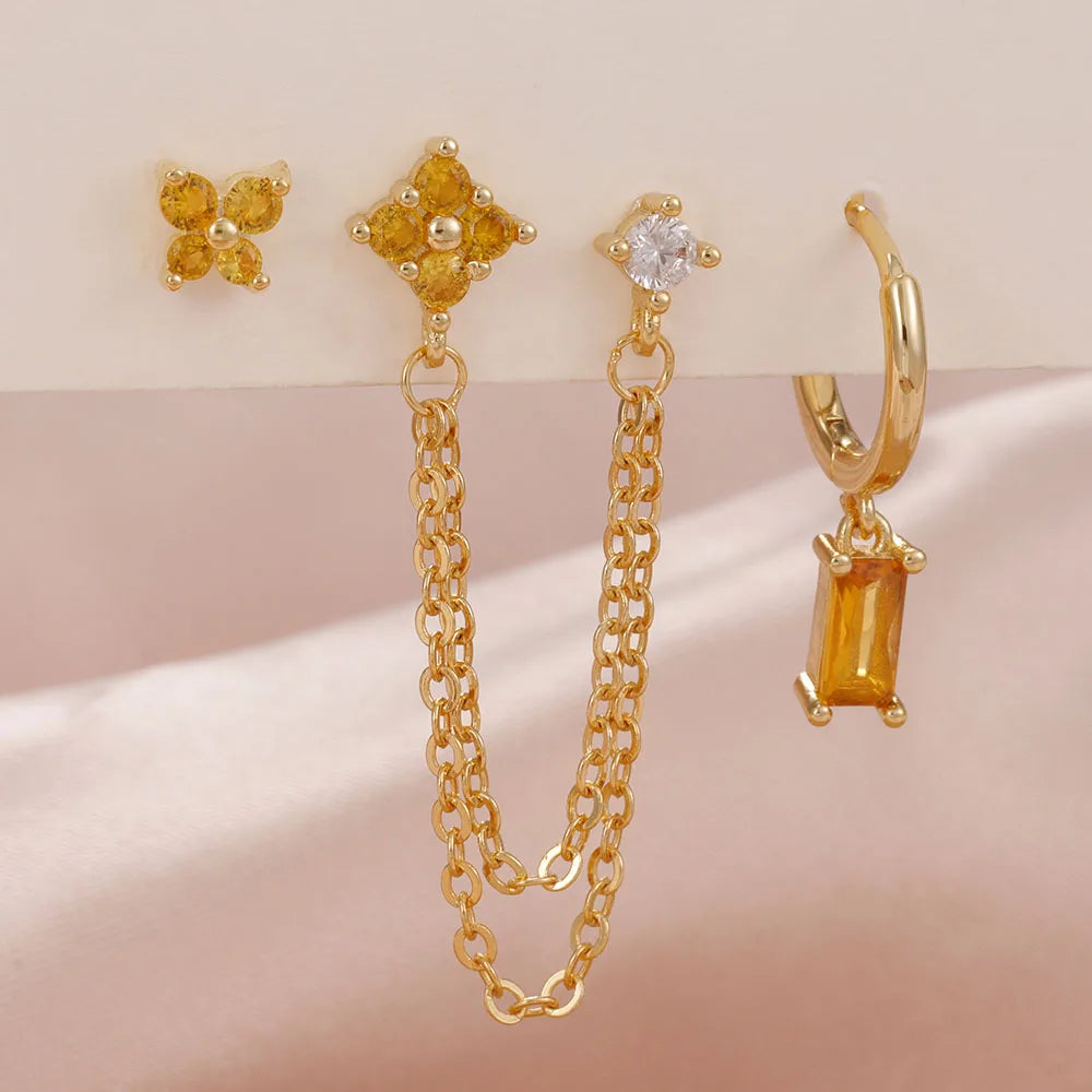 Birthstone Earring Set — 3 Studs in Your Month's Colour