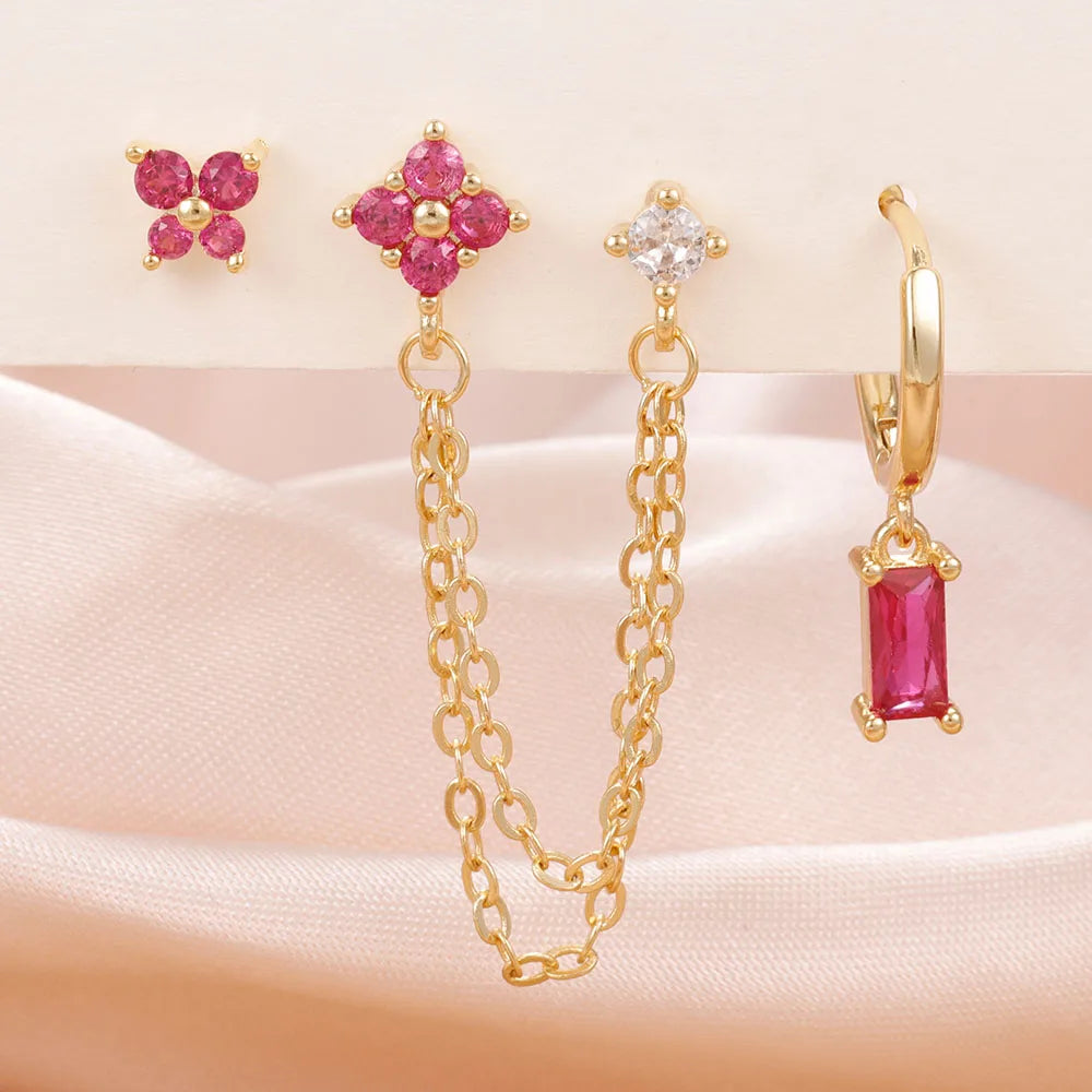 Birthstone Earring Set — 3 Studs in Your Month's Colour