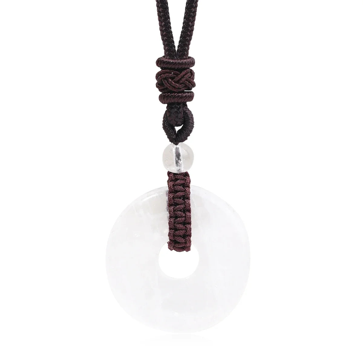 Crystal Donut Pendant — Natural Stone on Cord, Choose Your Crystal
